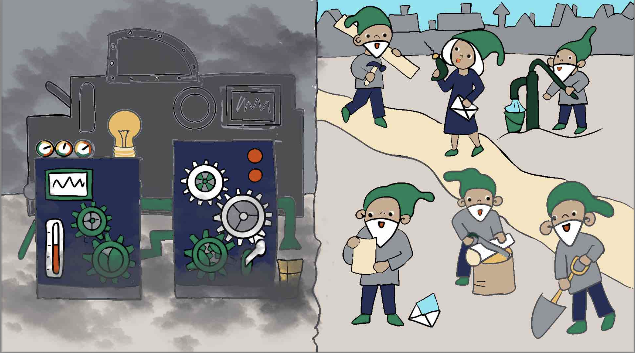 Machine parks versus gnome villages